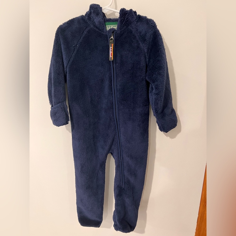Llbean 12-18M navy fleece bunting